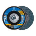 Pferd 4-1/2" x 5/8-11 Thd. POLIFAN® Flap Disc - Z PSF EXTRA STEELOX, Zirconia, 120 Grit, Flat 60490